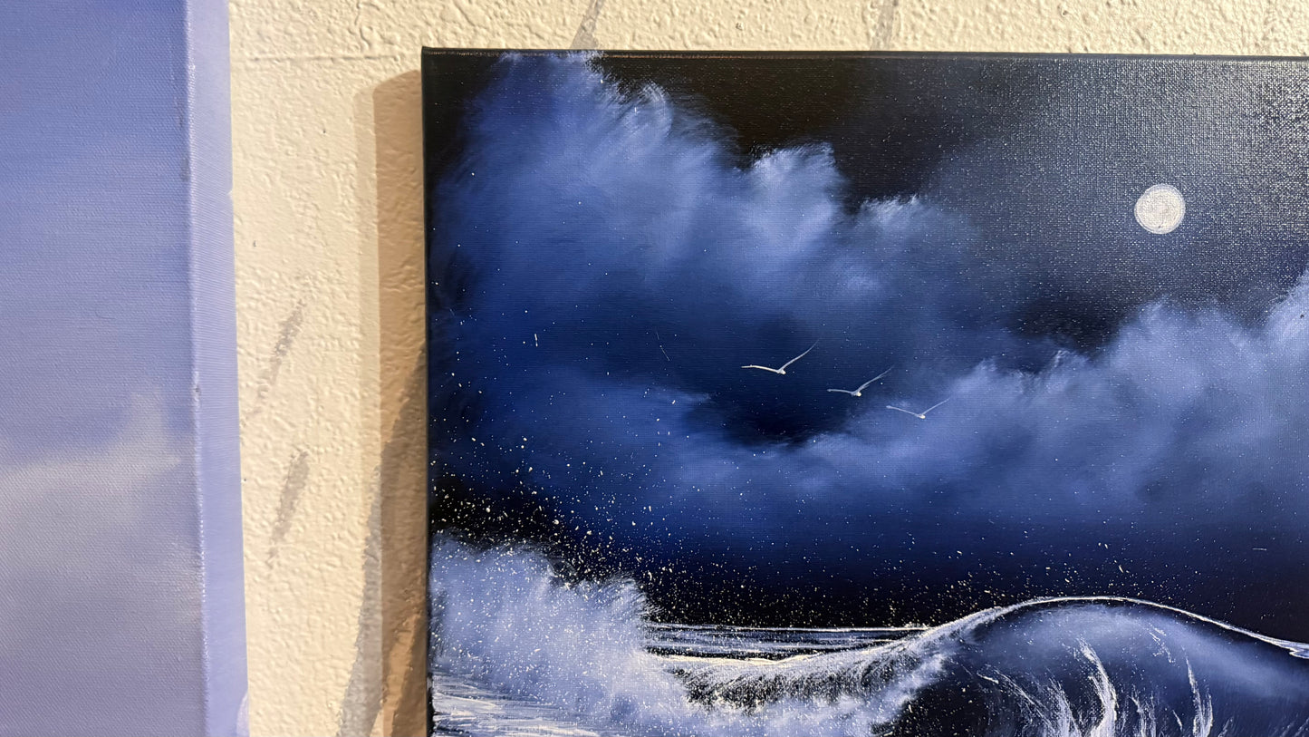 Painting #2408 - 16x20" Canvas - Crashing Wave Seascape painted 4-24-26