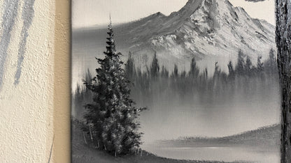 Painting #2316 - 18x24" Canvas - Black and White Winter Landscape painted 3-5-26