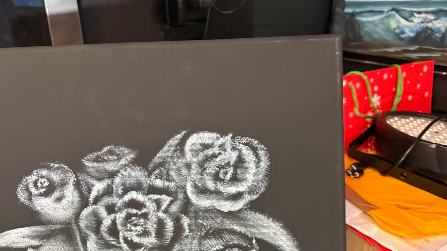 Painting #2276 - 16x20" Color Your Own Canvas - Rose Bouquet painted 2-7-26