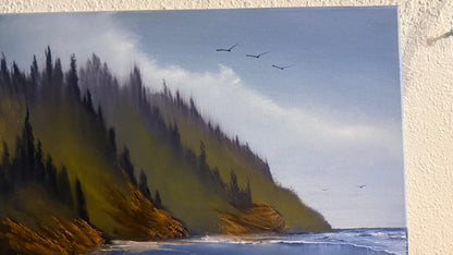 Painting #2422 - 16x20" Canvas - Pacific Northwest Seascape painted 5-1-26