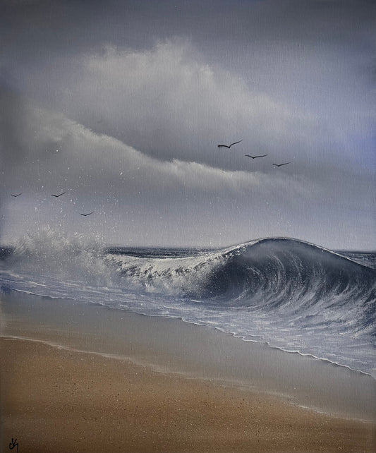 Painting #2499 - 20x24" Canvas - Crashing Wave Seascape painted 7-2-26