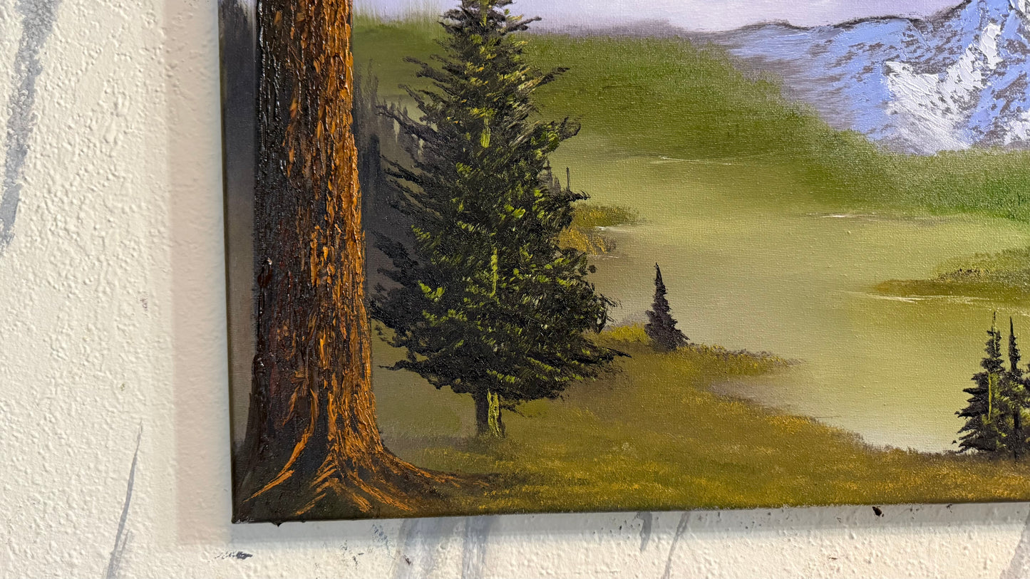 Painting #2404 - 18x24" Canvas - Mountain River Gorge Landscape painted 4-21-26