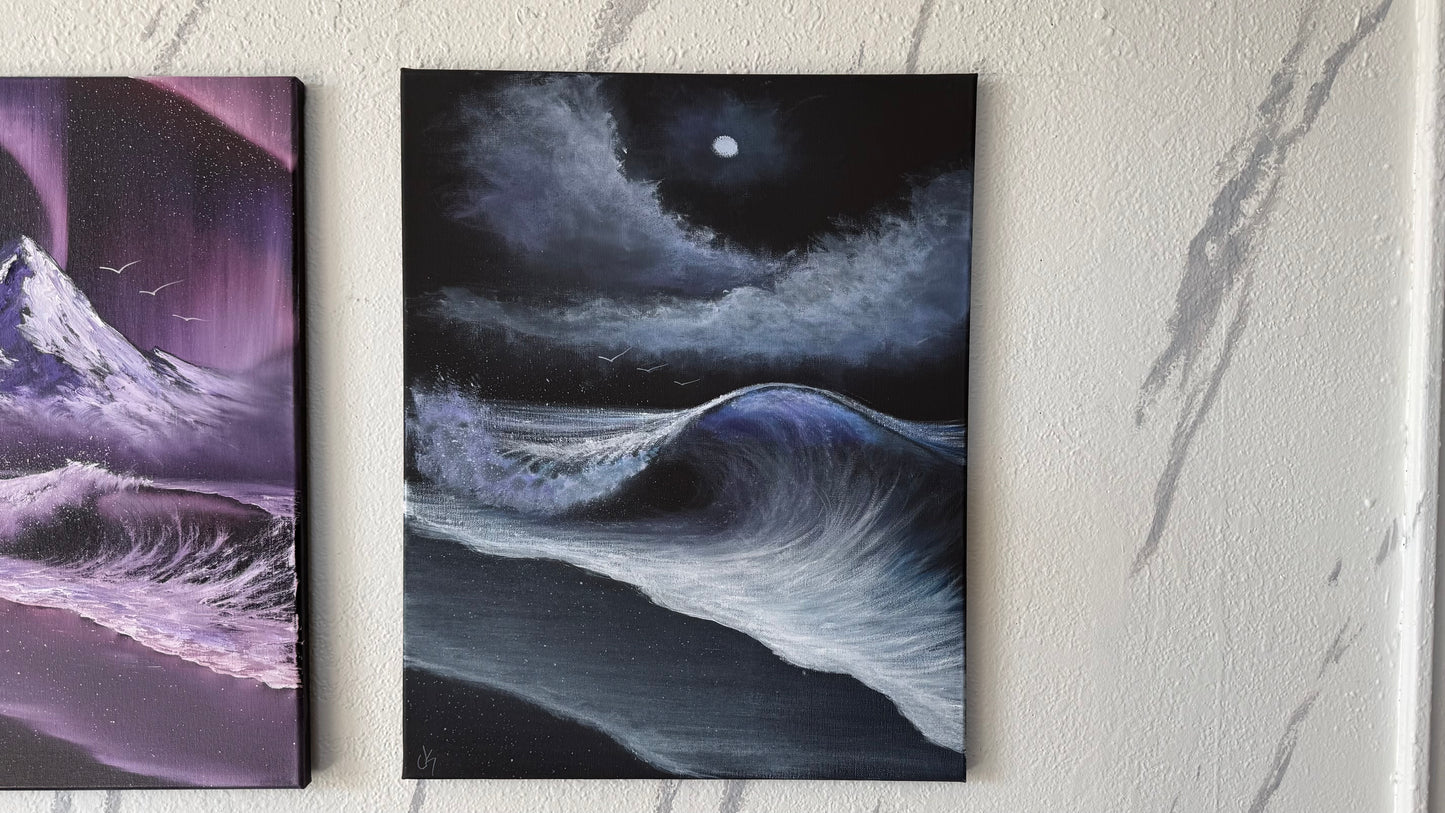 Painting #2371 - 16x20" Canvas - Acrylic Seascape painted 4-4-26