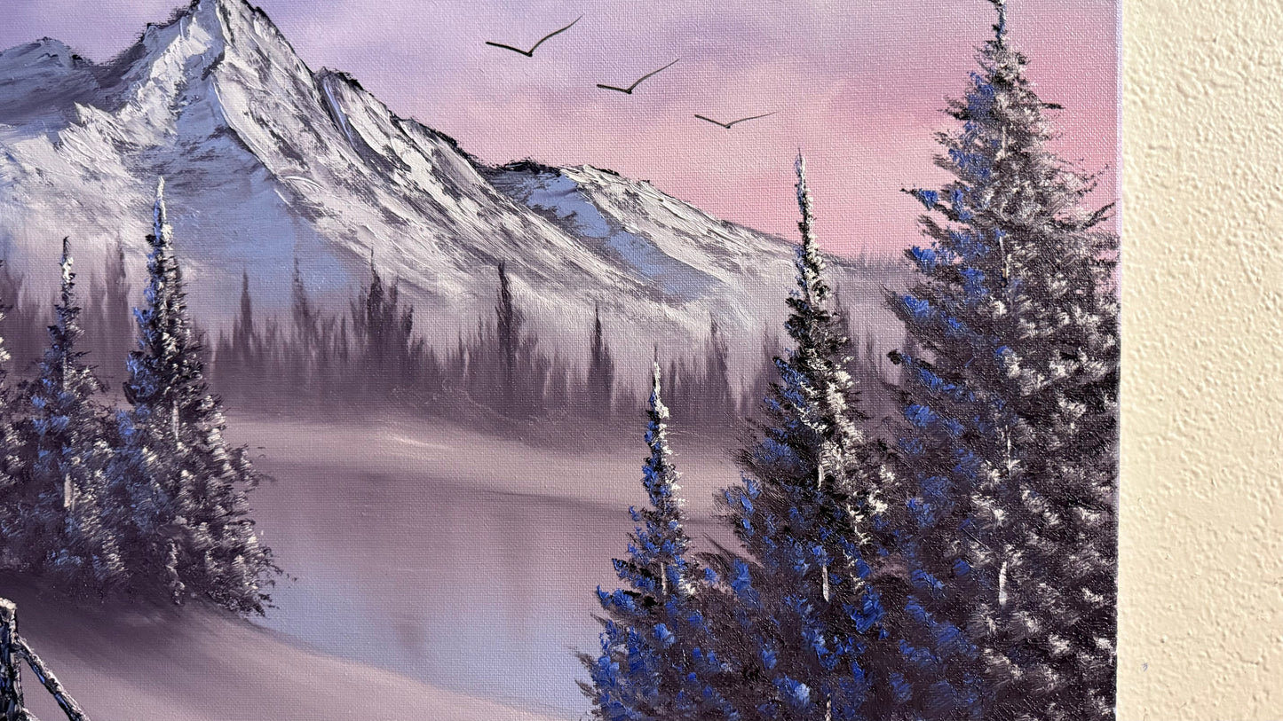 Painting #2255 - 18x24" Canvas - Winter Landscape painted 1-24-26