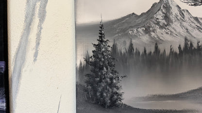 Painting #2316 - 18x24" Canvas - Black and White Winter Landscape painted 3-5-26