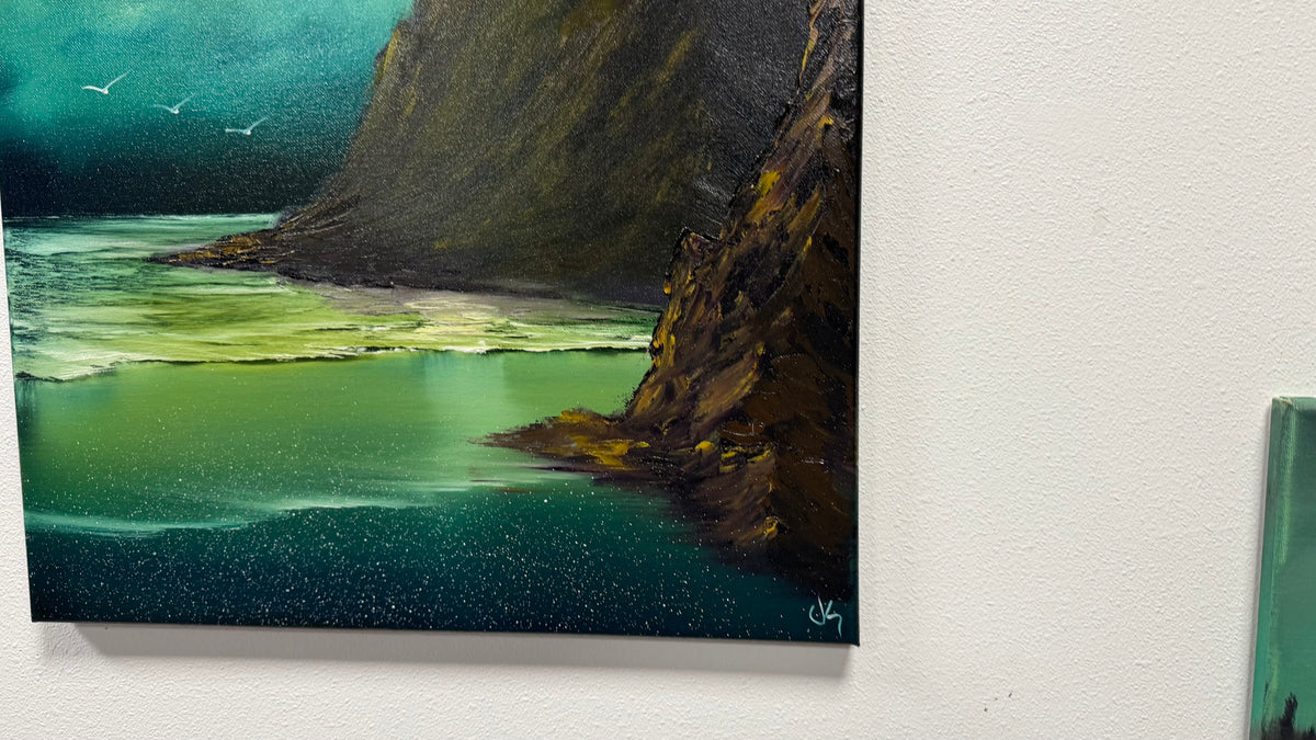 Painting #2581 - 18x24" Canvas - Night Tropical Seascape painted 9-4-26