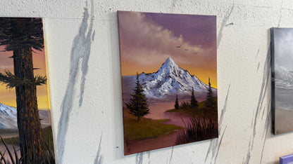 Painting #2388 - 16x20" Canvas - Sunset Mountain Landscape painted 4-14-26