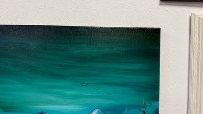Painting #2610 - 20x24" Canvas - Dramatic Cold Mountain Landscape painted 9-19-26