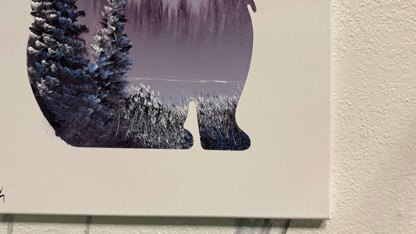 Painting #2066 - 16x20" Canvas - Sitting Bear painted 9-20-25