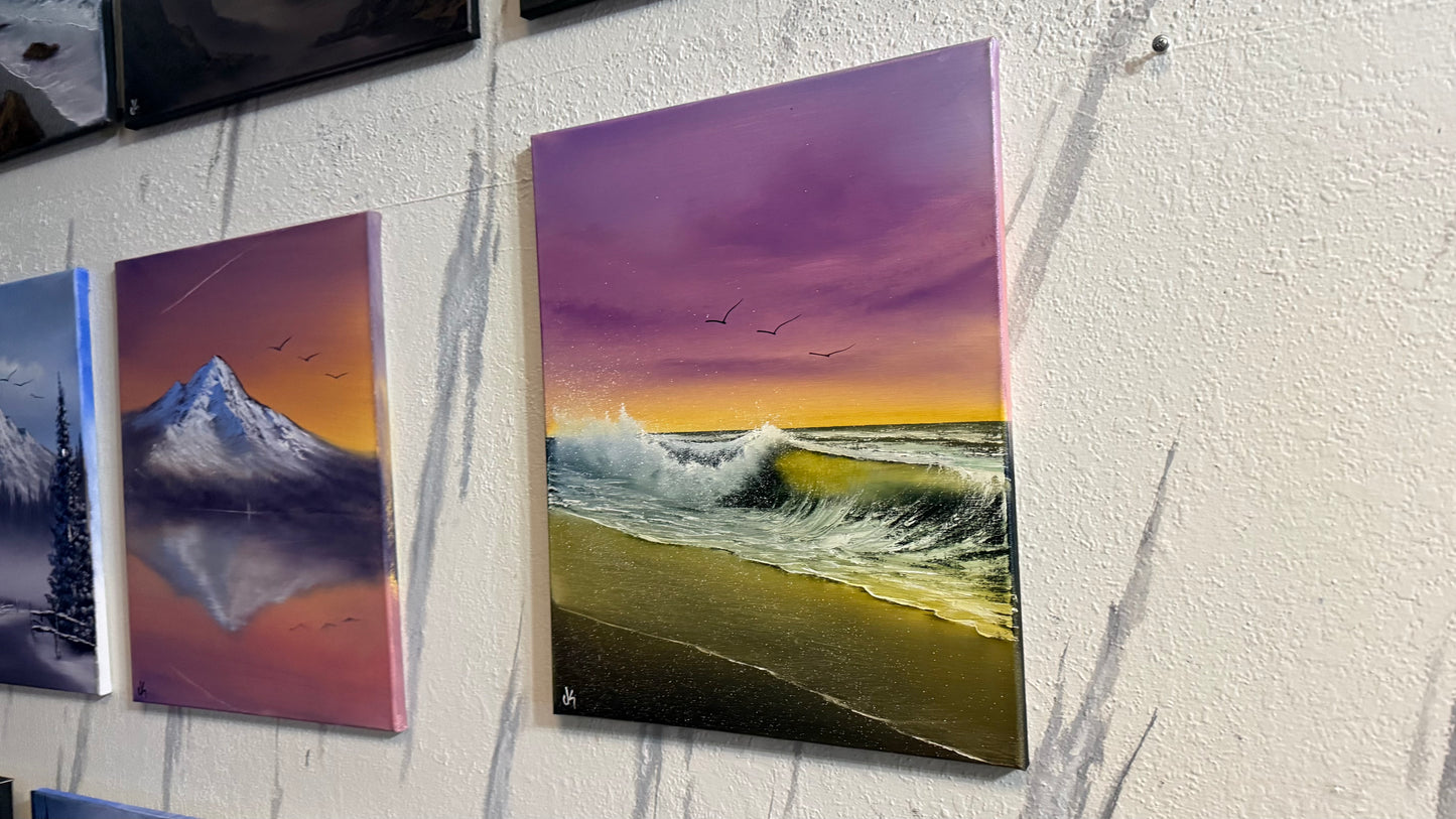 Painting #2295 - 16x20" Canvas - Sunset Seascape painted 2-20-26