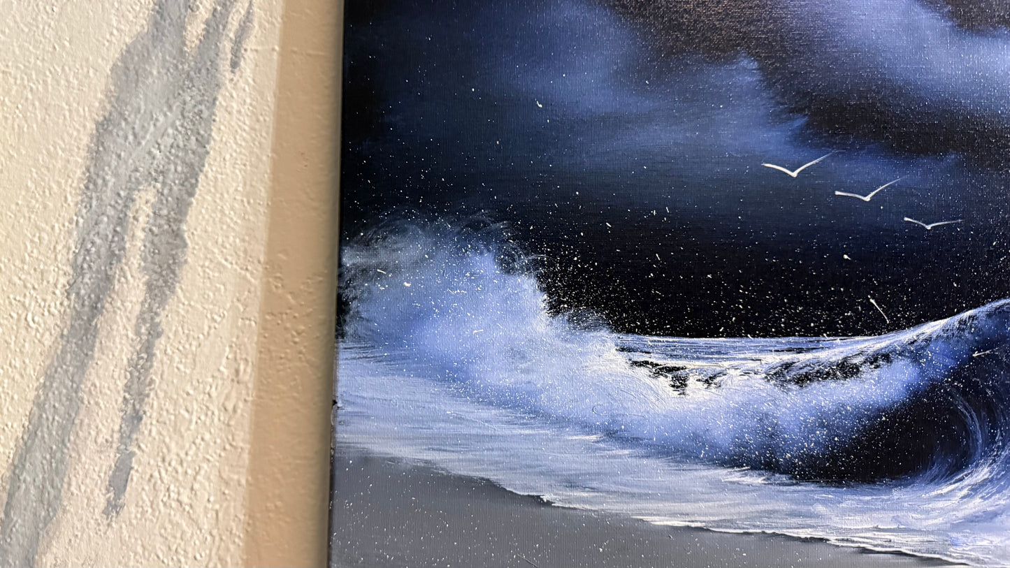 Painting #2398 - 16x20" Canvas - Crashing Wave Seascape painted 4-18-26