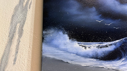 Painting #2398 - 16x20" Canvas - Crashing Wave Seascape painted 4-18-26