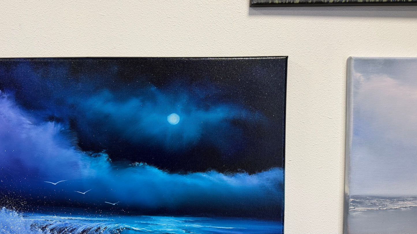 Painting #2541 - 22x28" Canvas - Night Seascape painted 8-6-26