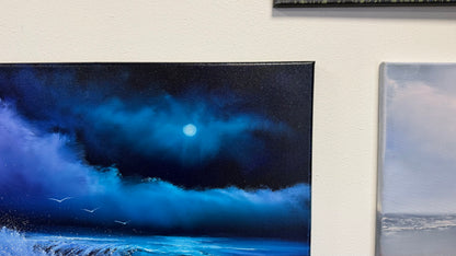 Painting #2541 - 22x28" Canvas - Night Seascape painted 8-6-26
