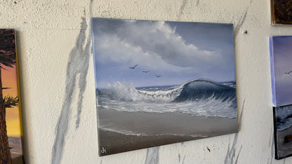 Painting #2468 - 16x20" Canvas - Crashing Wave Seascape painted 5-30-26