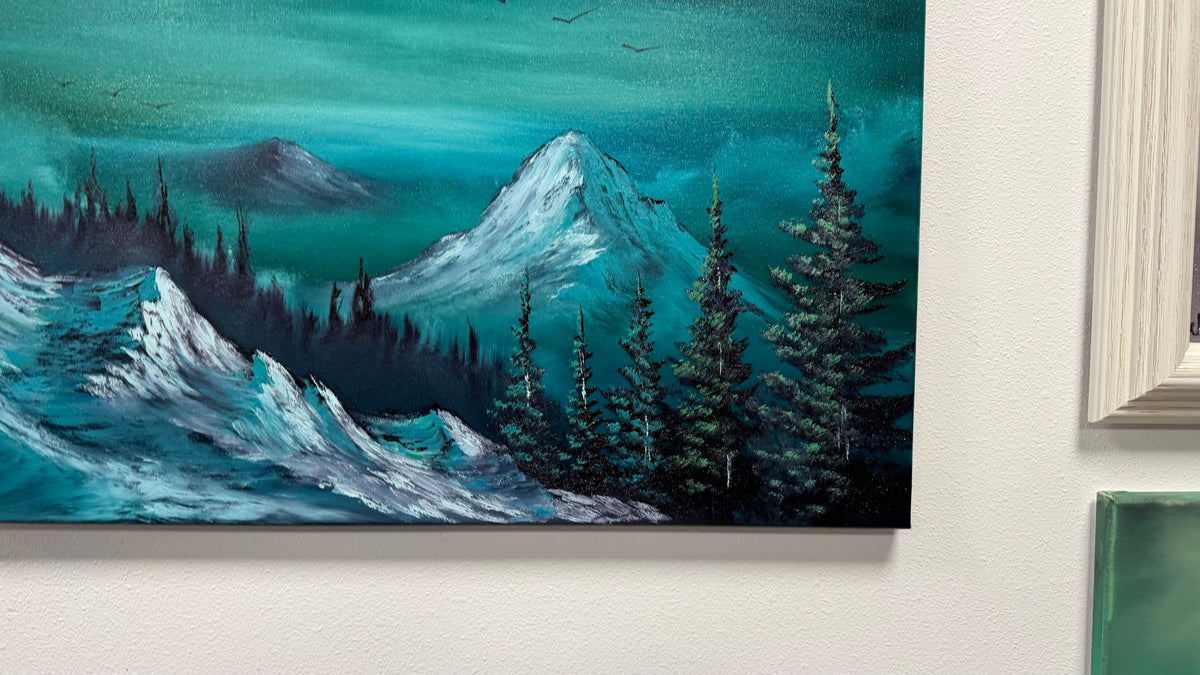Painting #2610 - 20x24" Canvas - Dramatic Cold Mountain Landscape painted 9-19-26