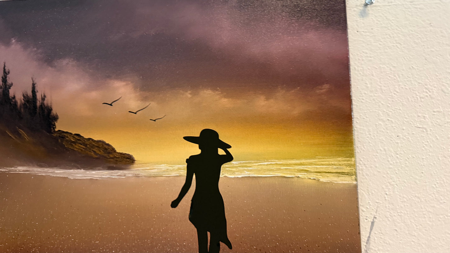 Painting #2386 - 16x20" Canvas - Silhouette Seascape painted 4-13-26