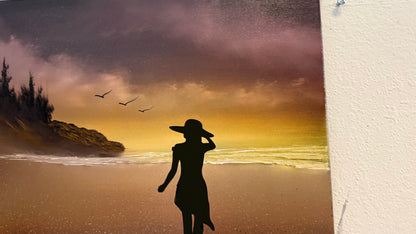 Painting #2386 - 16x20" Canvas - Silhouette Seascape painted 4-13-26