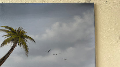 Painting #2117 - 18x24" Canvas - Palm Tree Seascape painted 10-25-25
