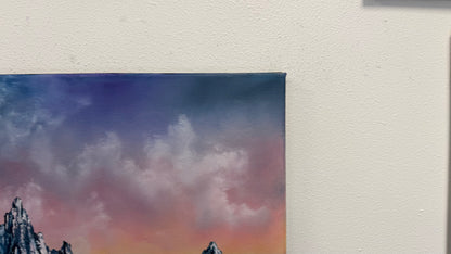 Painting # by Dani from Happily Painted - 16x20" Canvas - Sunset Mountain Landscape
