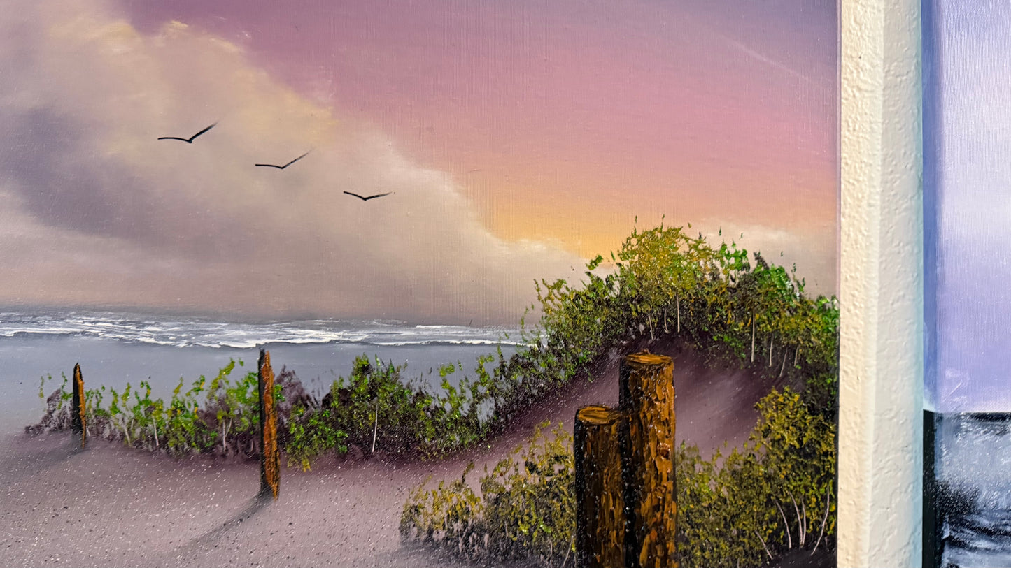 Painting #2482 - 18x24" Canvas - Sunset Seascape painted 6-11-26