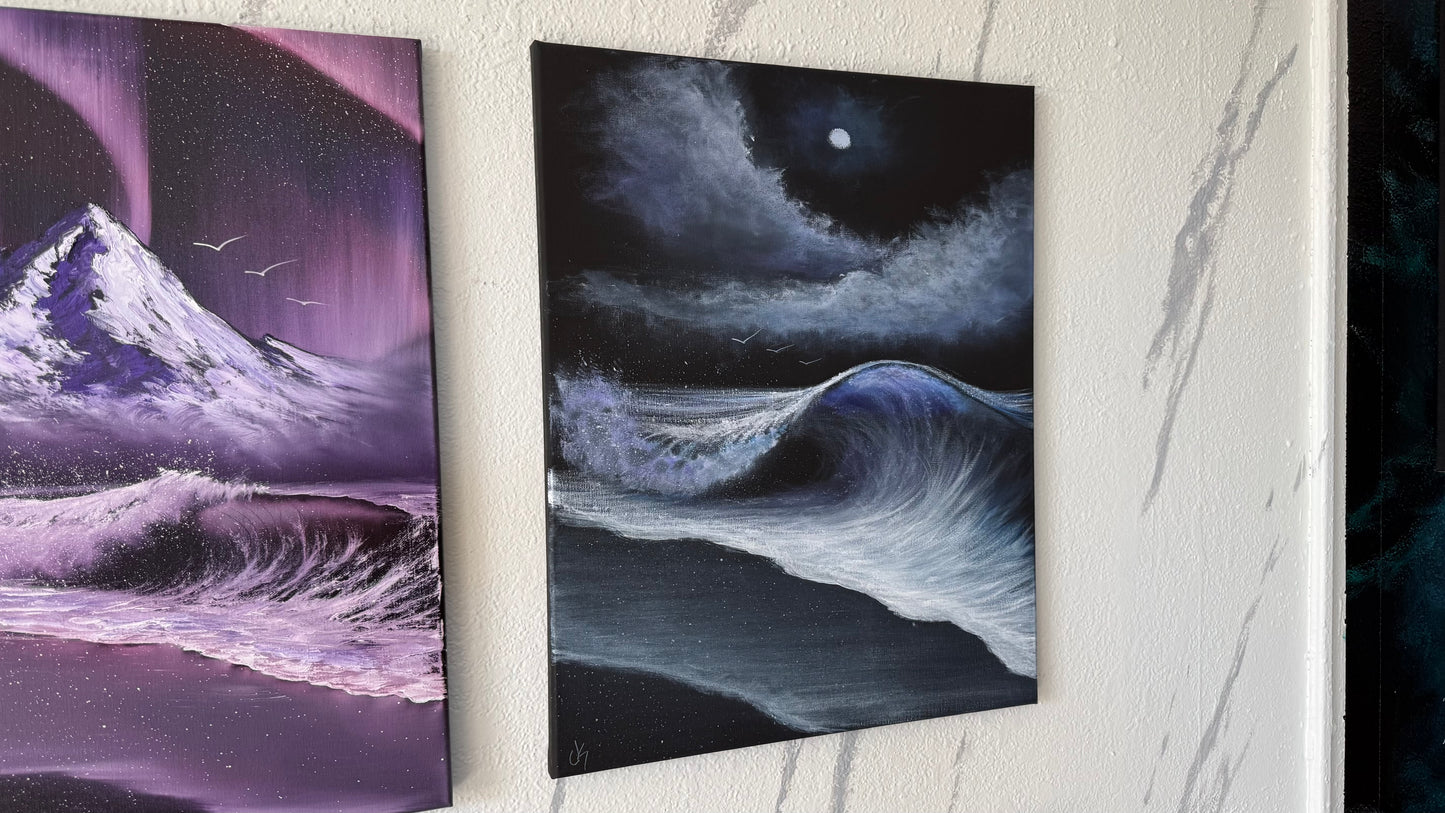 Painting #2371 - 16x20" Canvas - Acrylic Seascape painted 4-4-26