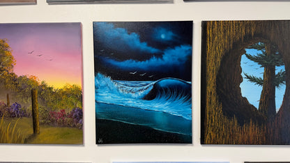 Painting #2519 - 16x20" Canvas - Crashing Wave Seascape painted 7-18-26