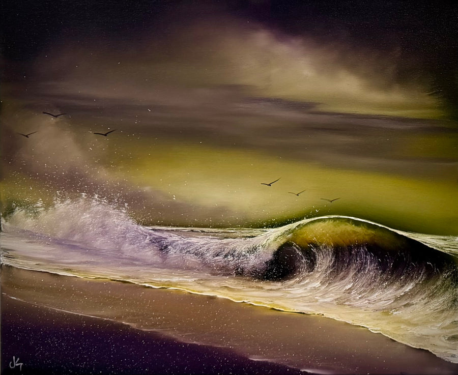 Painting #2655 - 20x24" Canvas - Crashing Wave Seascape painted 10-18-26