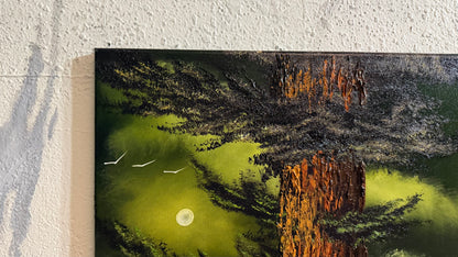 Painting #2490 - 16x20" Canvas - Forest Full Moon painted 6-19-26