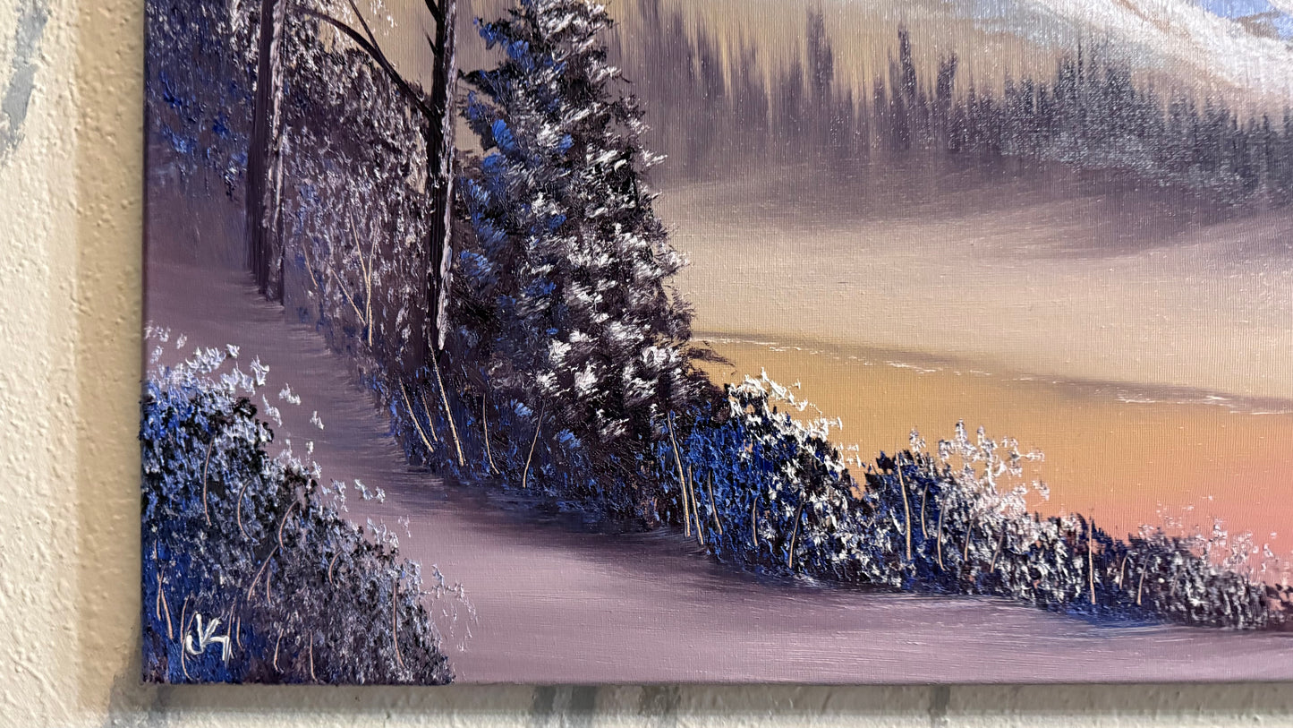 Painting #2290 - 20x24" Canvas - Winter Landscape painted 2-15-26
