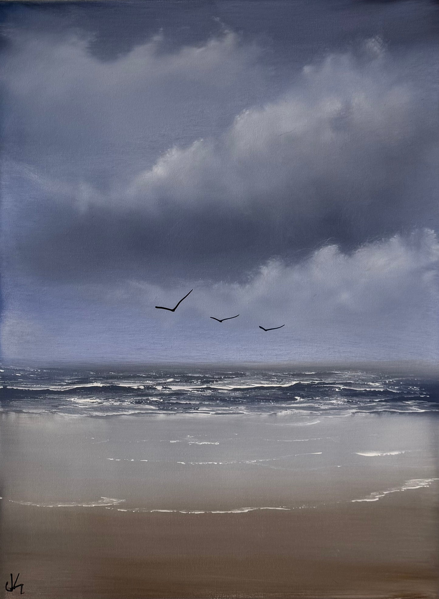 Painting #2116 - 18x24" Canvas - Stormy Seascape painted 10-25-25