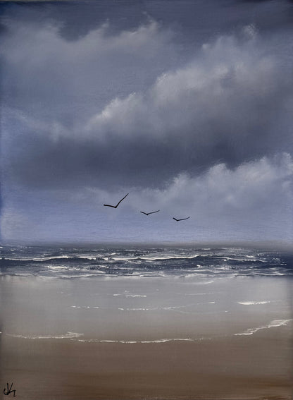 Painting #2116 - 18x24" Canvas - Stormy Seascape painted 10-25-25