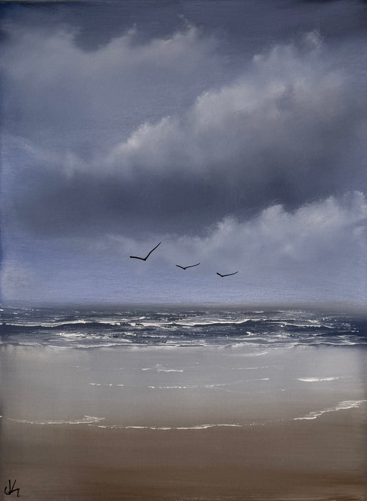 Painting #2116 - 18x24" Canvas - Stormy Seascape painted 10-25-25