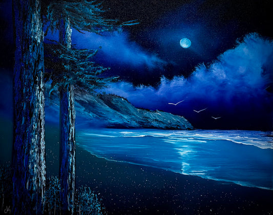 Painting #2524 - 16x20" Canvas - Coastal Seascape painted 7-23-26