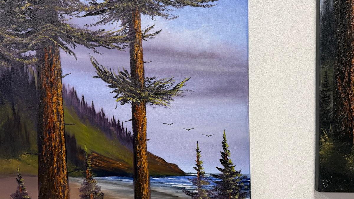 Painting #2646 - 20x24" Canvas - Pacific Northwest Seascape painted 10-12-26