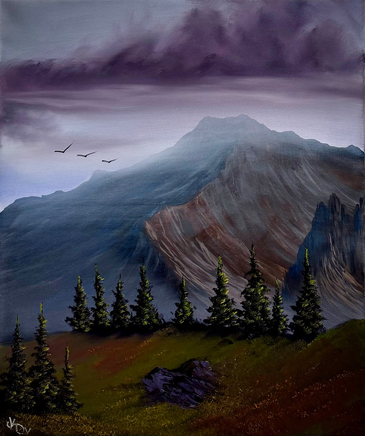 Painting #2620 - 20x24" Canvas - Mountain Landscape painted by Josh and Dani 9-26-26