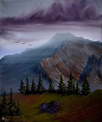 Painting #2620 - 20x24" Canvas - Mountain Landscape painted by Josh and Dani 9-26-26