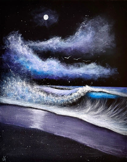 Painting #2324 - 16x20" Canvas - Acrylic Seascape painted 3-8-26