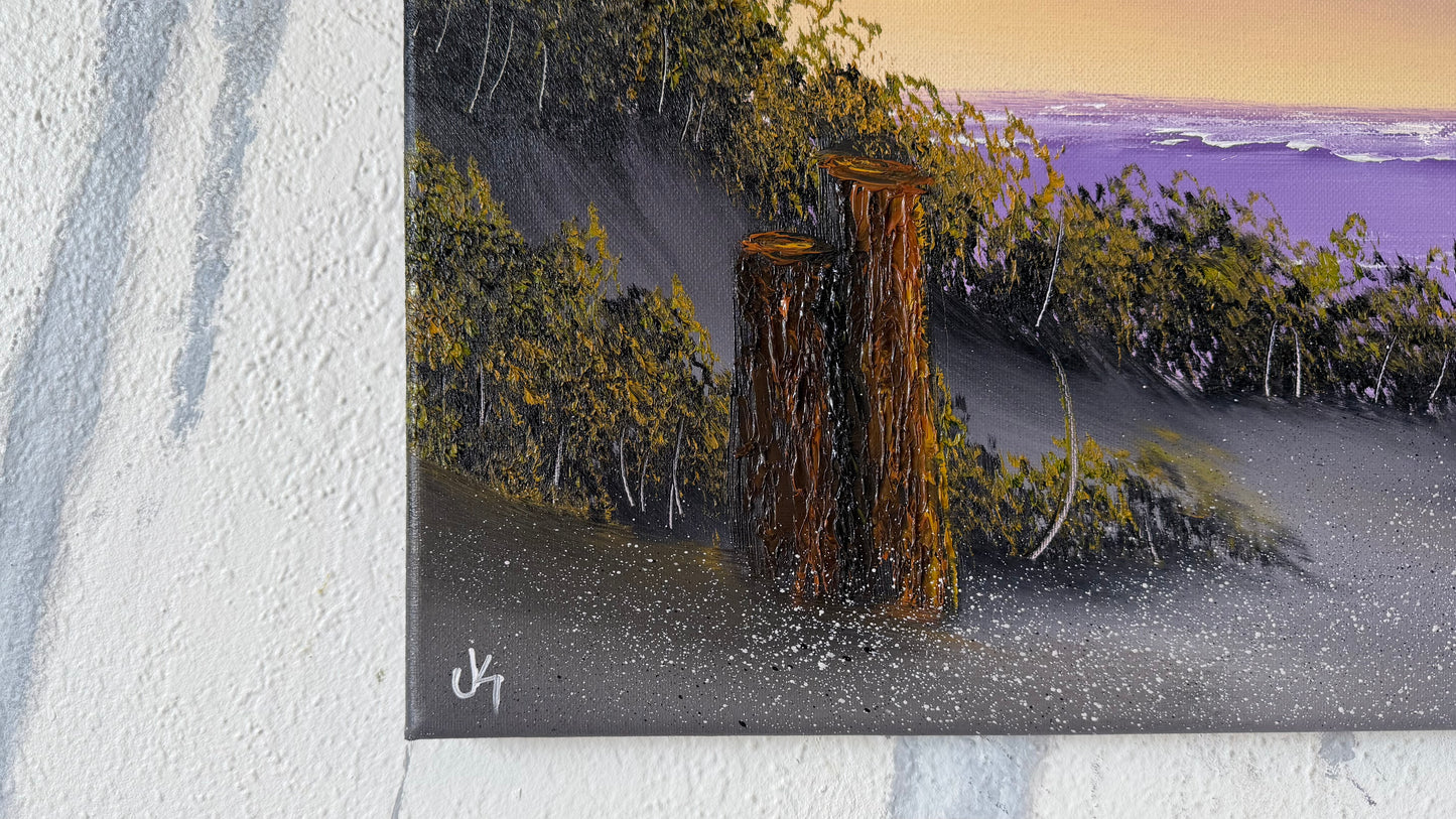 Painting #2479 - 16x20" Canvas - East Coast Sunset Seascape painted 6-6-26