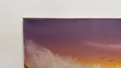 Painting #2537 - 16x20" Canvas - East Coast Surise Seascape painted 8-2-26