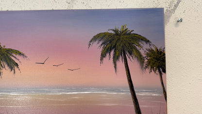 Painting #2241 - 16x20" Canvas - Sunset Seascape painted 1-17-26