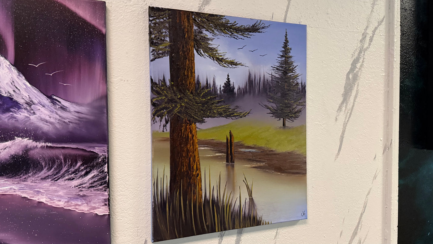 Painting #2383 - Forest River Landscape painted 4-11-26