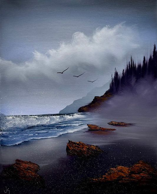 Painting #2527 - 16x20" Canvas - Oregon Coast Seascape painted 7-25-26