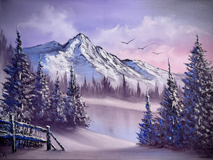 Painting #2255 - 18x24" Canvas - Winter Landscape painted 1-24-26