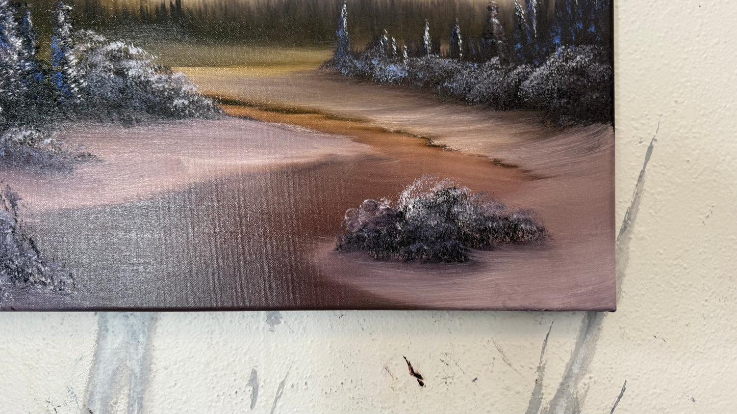 Painting #2270 - 16x20" Canvas - Mountain River Valley painted 2-5-26