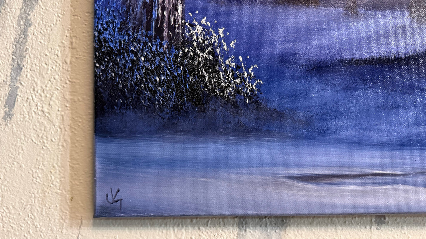 Painting #2229 - 16x20" Canvas - Night Farm Landscape painted 1-9-26