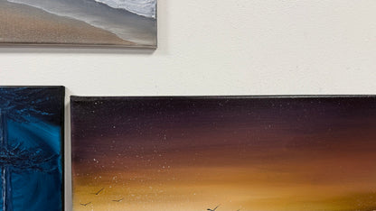 Painting #2614 - 20x36" Stage 2 Canvas - Night Seascape painted 9-21-26