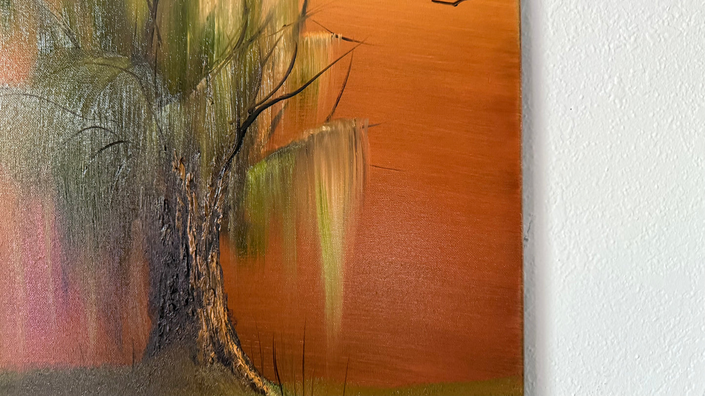Painting #2061 - 16x20" Canvas - Willow Tree Landscape painted 9-18-25