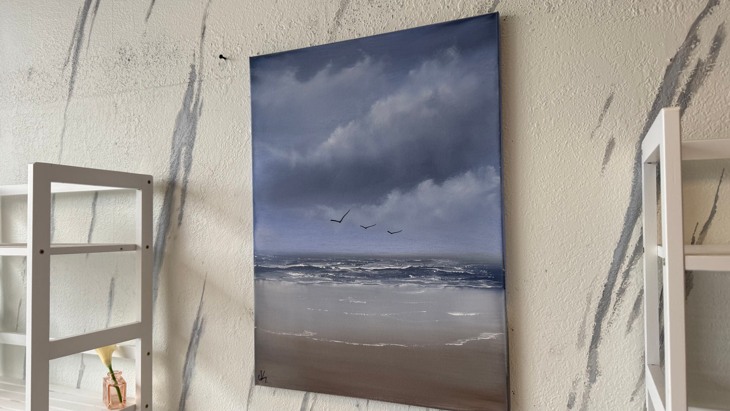 Painting #2116 - 18x24" Canvas - Stormy Seascape painted 10-25-25