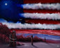 Painting #2501 - 16x20" Canvas - American Flag Seascape painted 7-3-26